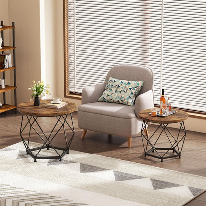 Runde Couchtische 2er Set Holz Schwarz Stabil Einfach Montieren