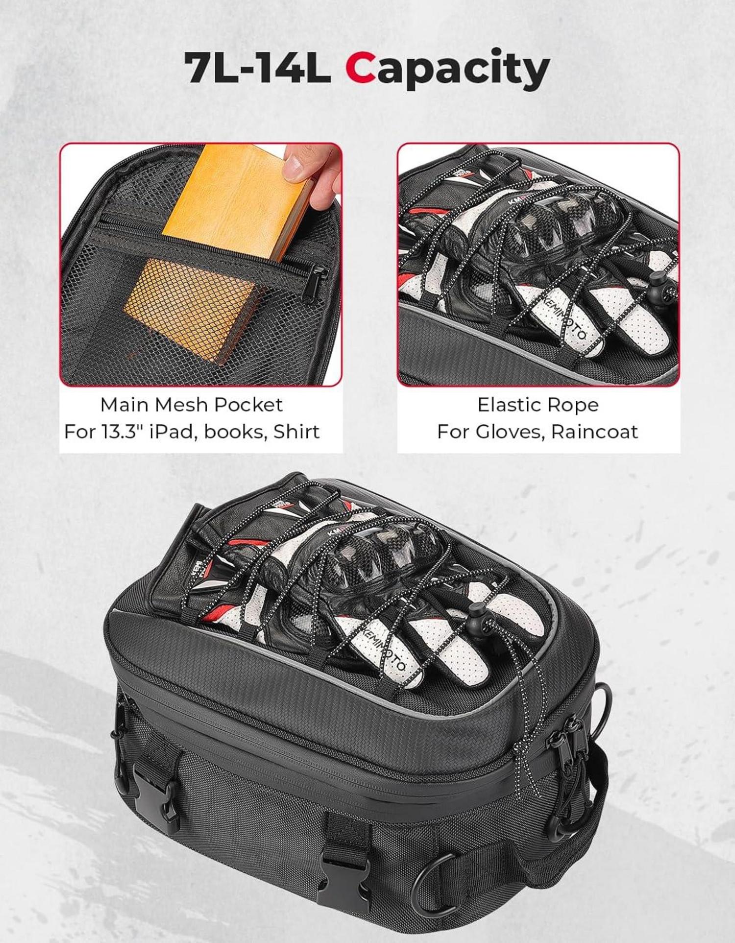 Motorrad Satteltasche wasserdicht 12L Kapazität Schwarz