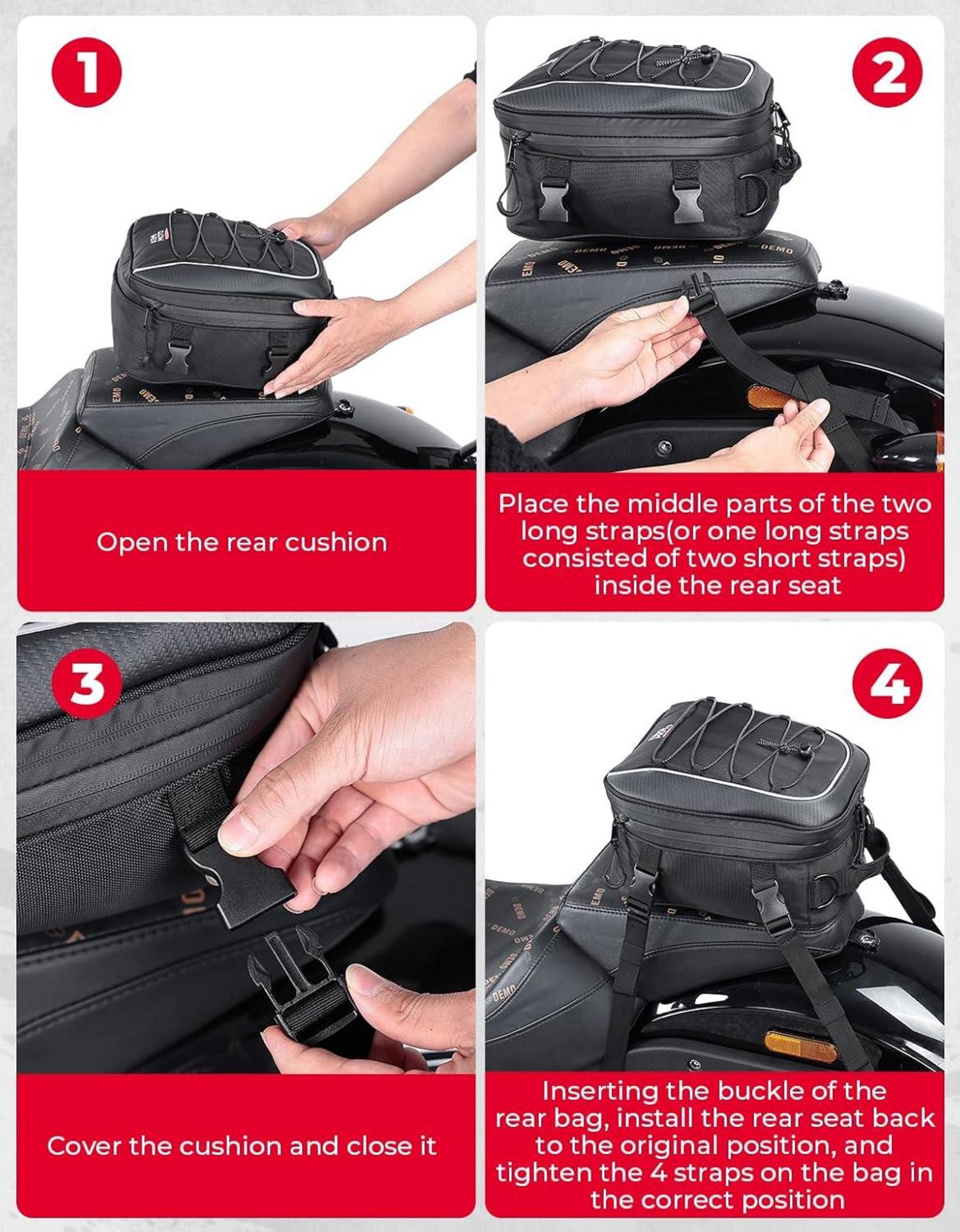 Motorrad Hecktasche wasserdicht 7-12L erweiterbar schwarz