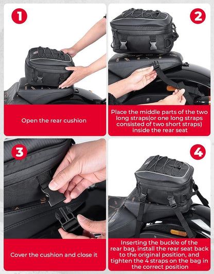 Motorrad Hecktasche wasserdicht 7-12L erweiterbar schwarz