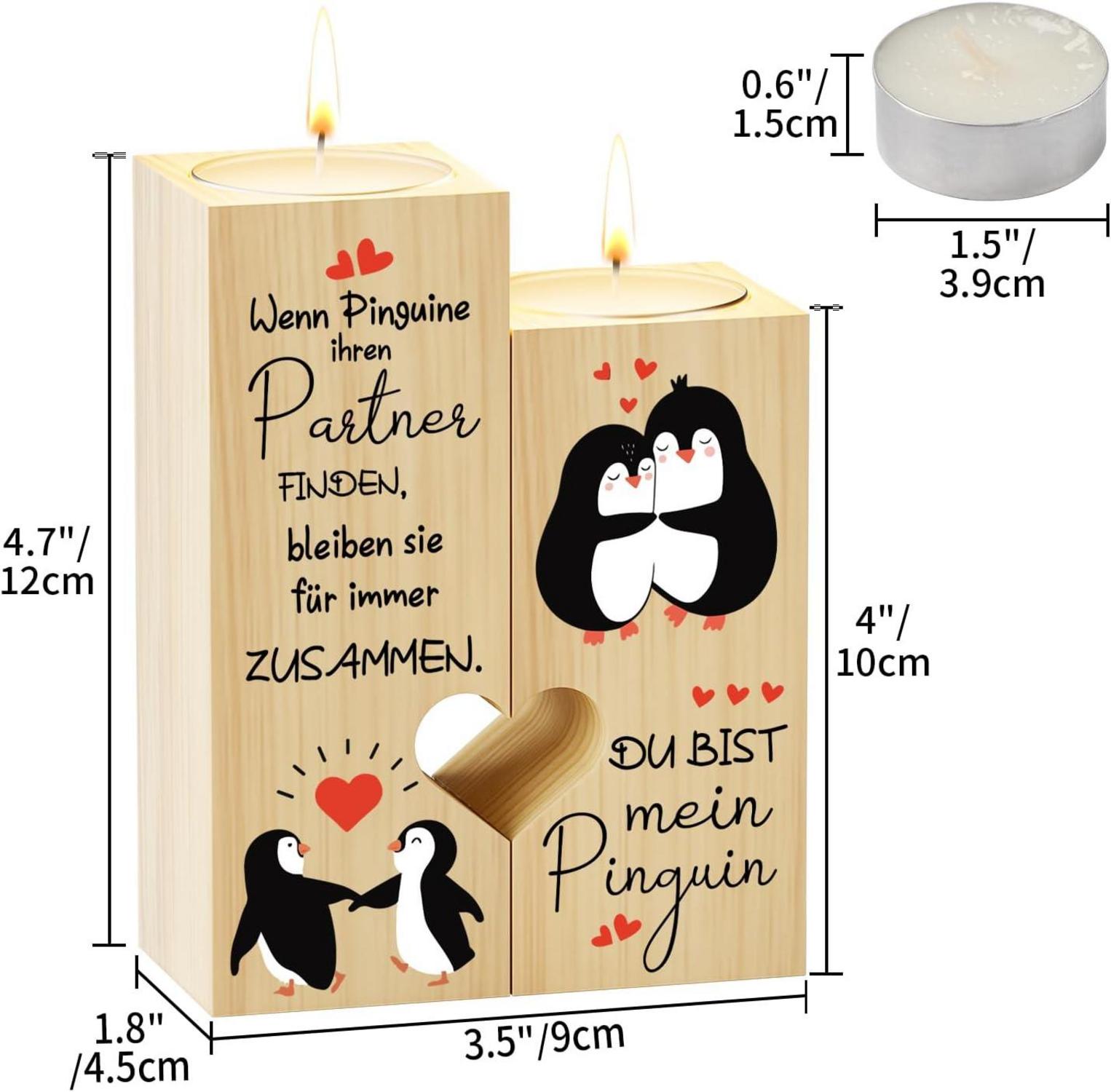 Blumuze Valentinstag Jahrestag Kerzenständer Pinguin