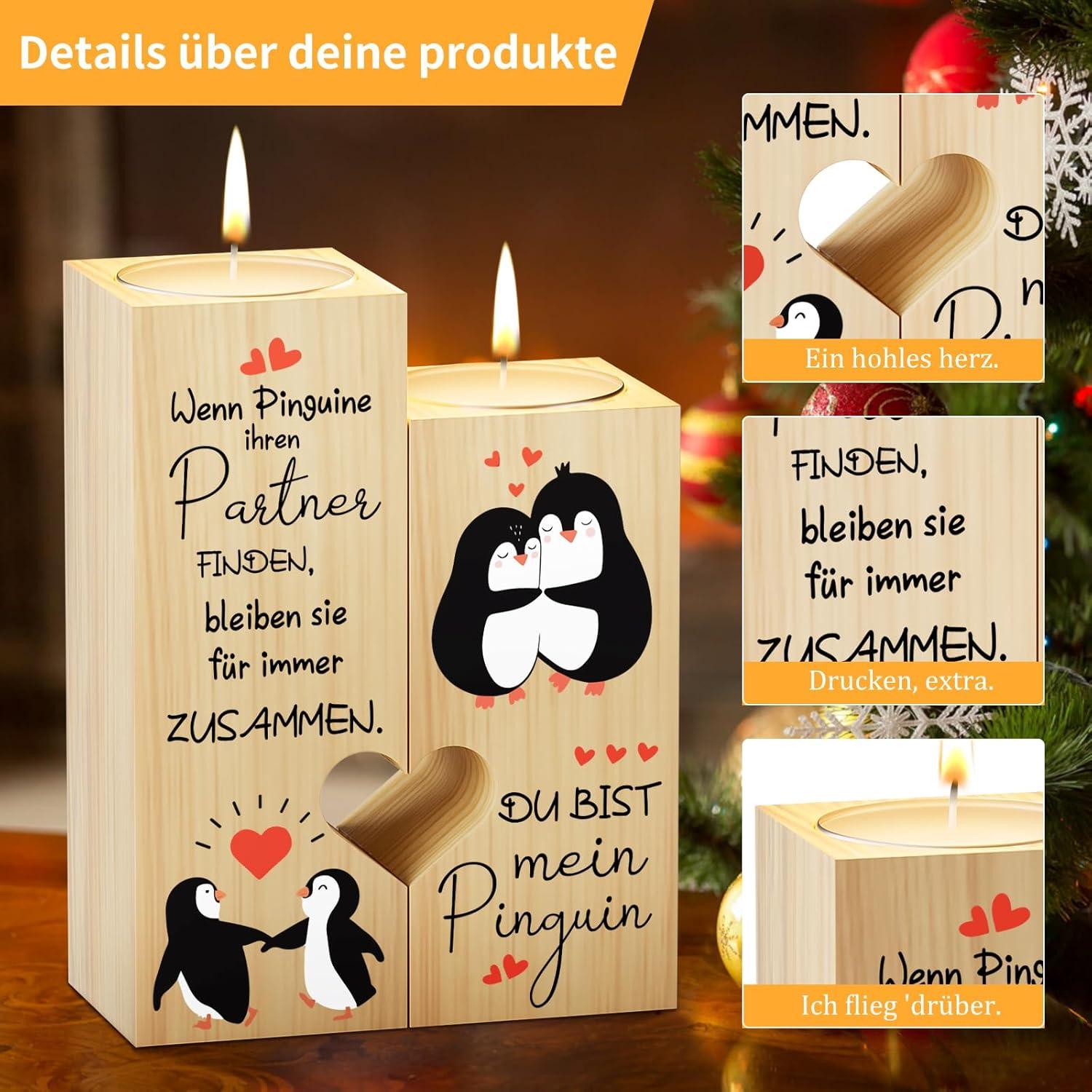 Valentinstag Geschenk Kerzenständer Pinguin Partner Hochzeitstag