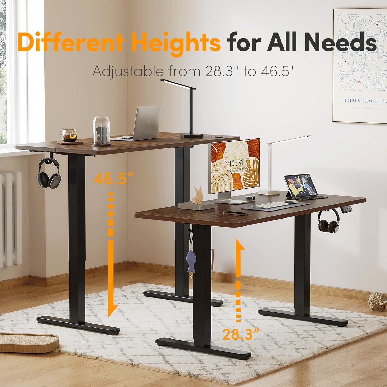 Elektrischer Stehtisch höhenverstellbar T-Beine Antikollision 100x60 cm