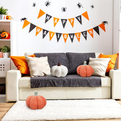 Kürbis Kissen 20cm Halloween Deko Herbst Pumpkin Pillow White
