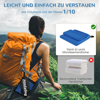 3er Set Mikrofaser Handtuch | Schnelltrocknend Strandtuch Fitness & Sport