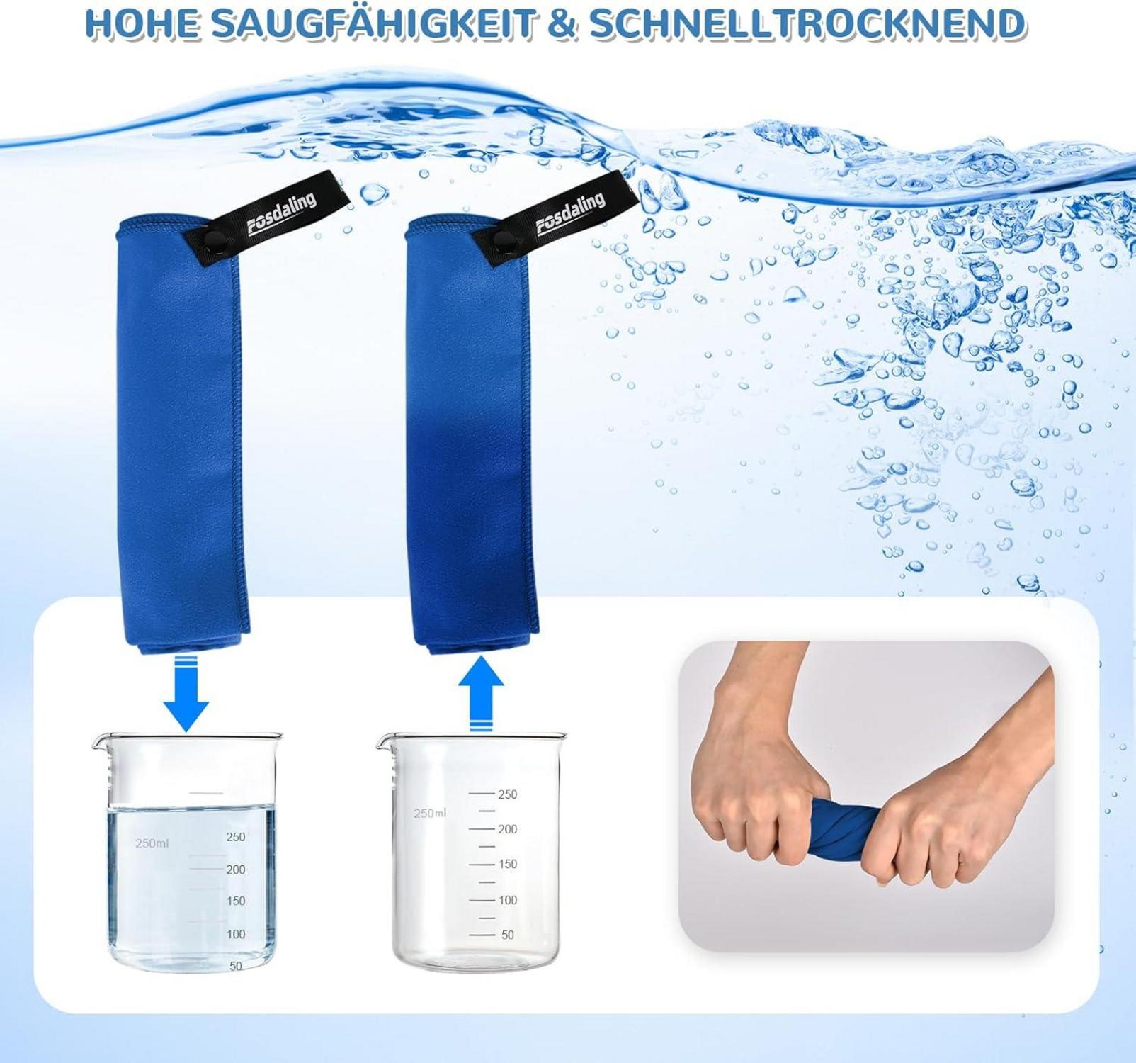 3er Set Mikrofaser Handtuch | Schnelltrocknend Strandtuch Fitness & Sport