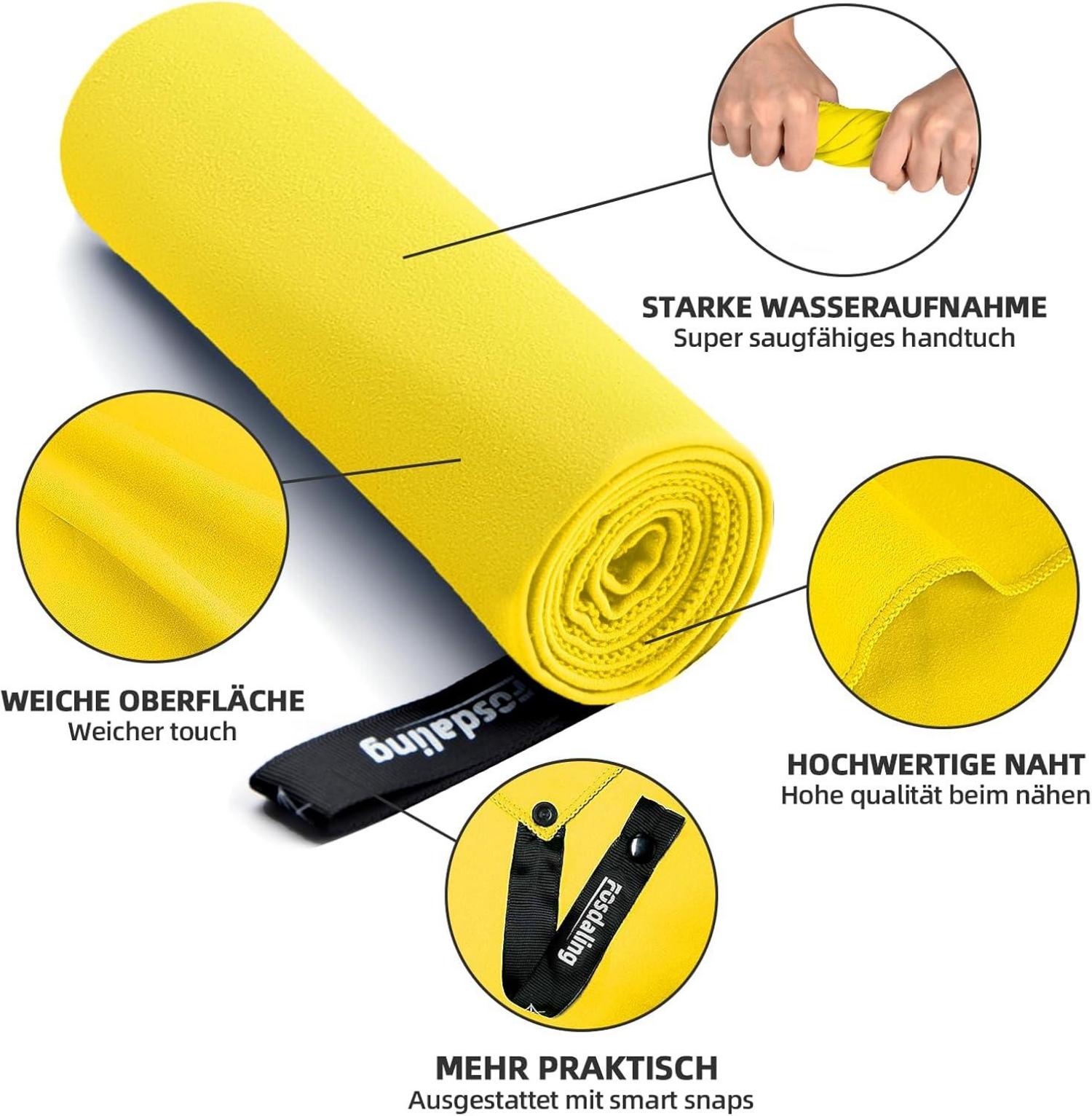 Mikrofaser Handtuch Set 3-teilig gelb 160×80cm & 2x 80×40cm