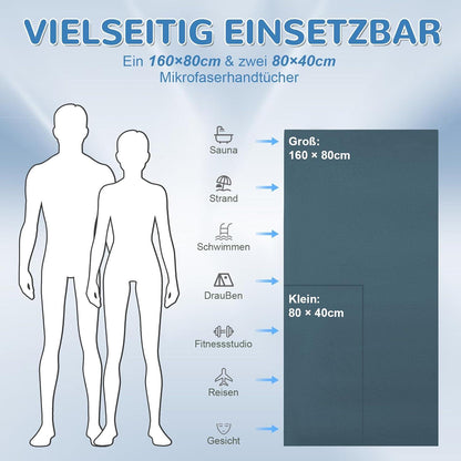 Mikrofaser Handtuch Set Schnelltrocknend Strandtuch Badetuch 3er Set