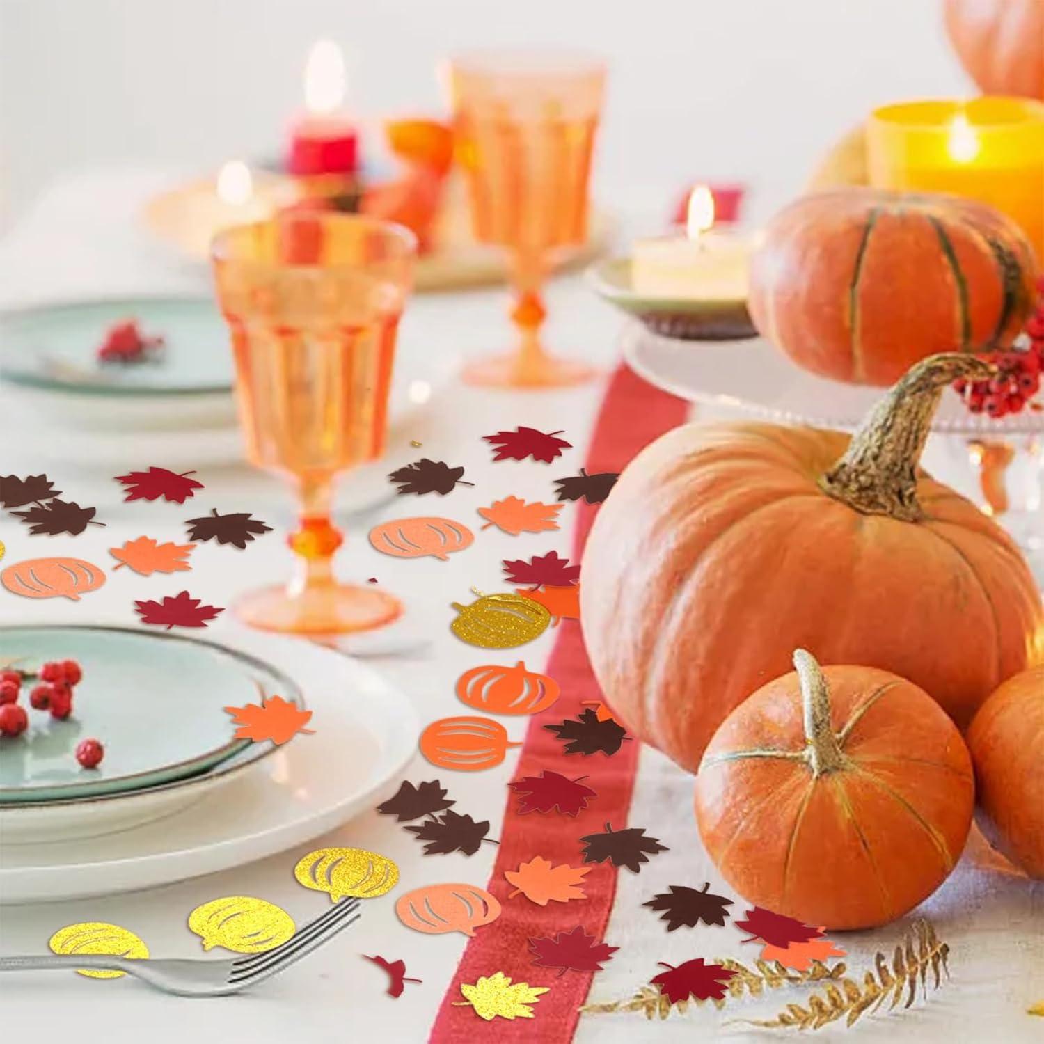 Thanksgiving Deko Kürbis Ahornblatt Konfetti Orange 100 Stück