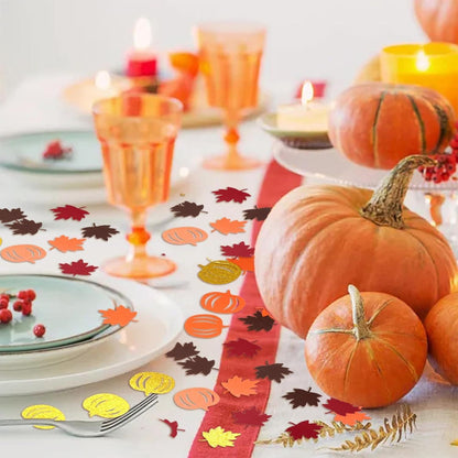 Thanksgiving Deko Kürbis Ahornblatt Konfetti Orange 100 Stück