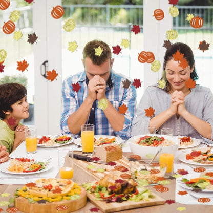 Thanksgiving Konfetti Herbstdeko Set Ahornblätter Kürbis Tupfen