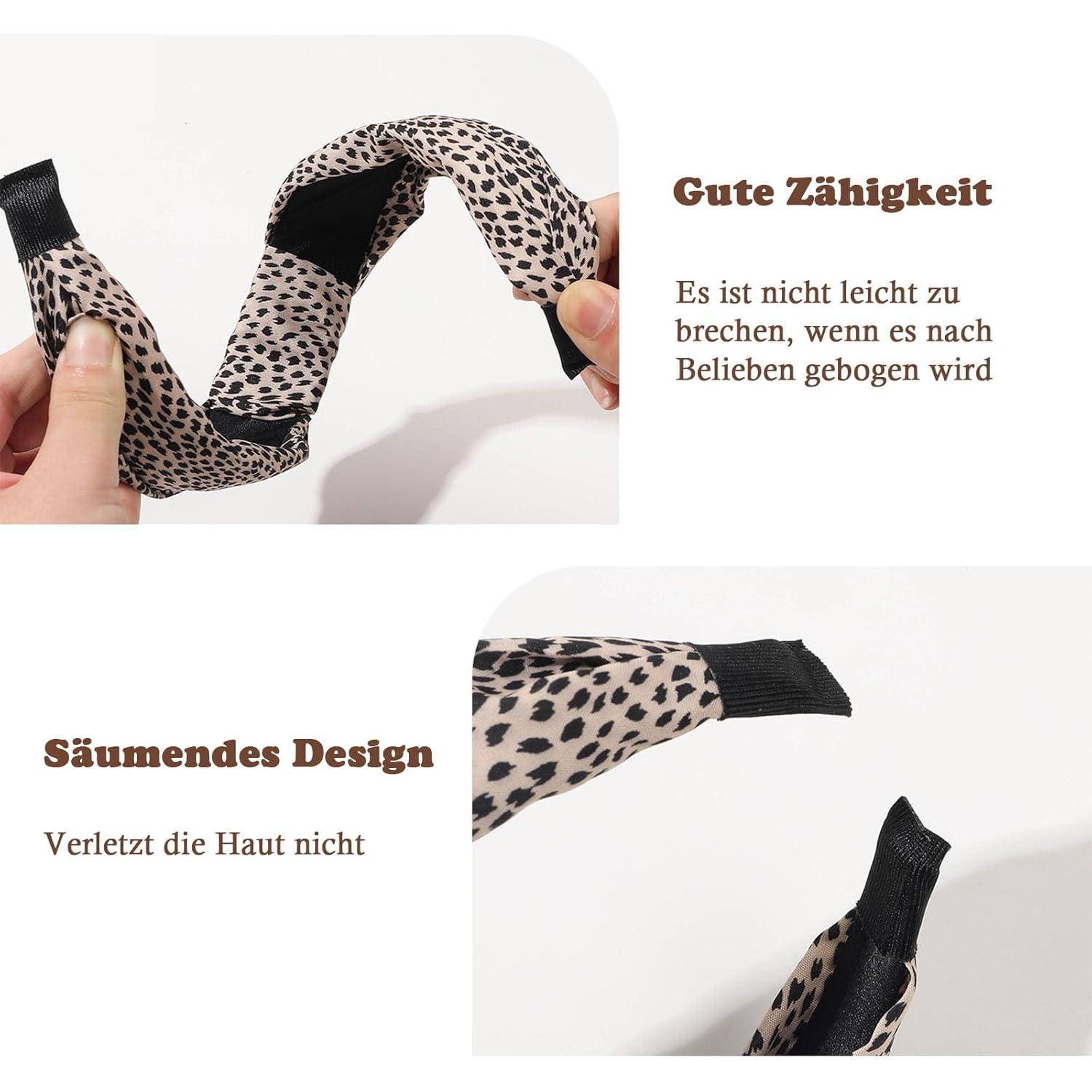 4er Set Damen Stirnbänder Retro Style Haarreifen Leopardmuster