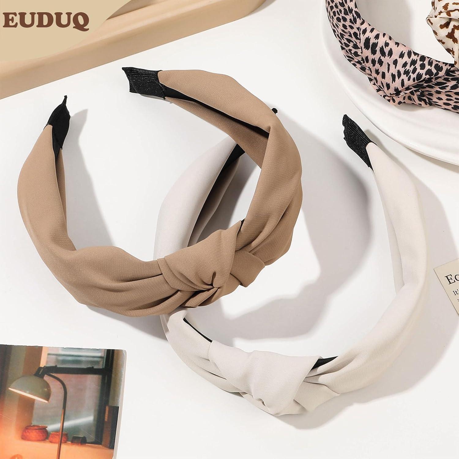 4er Pack Damen Stirnbänder Haarreifen Set in 4 Farben - Retro Style Haarband mit Leopardenmuster