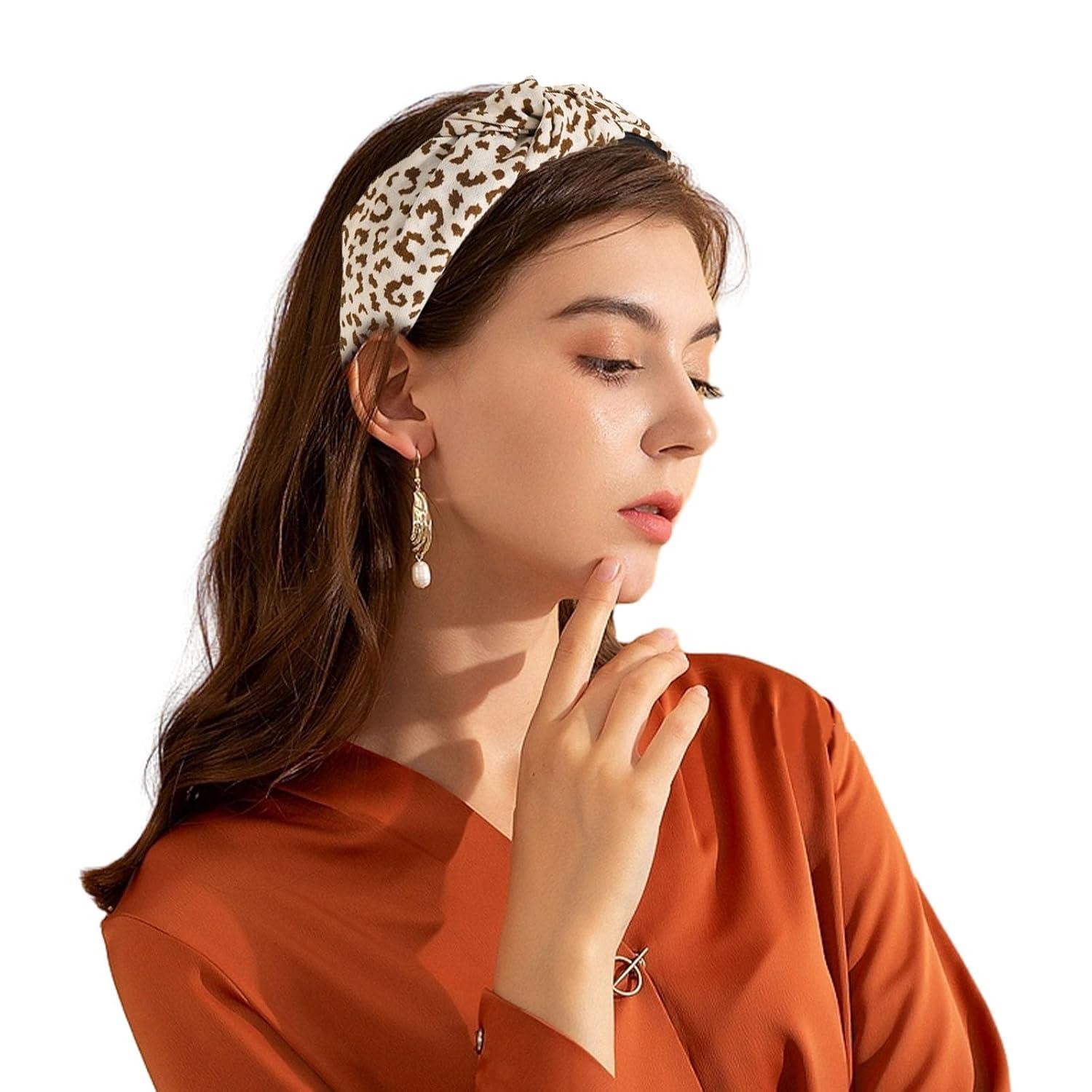 4er Set Damen Stirnbänder Retro Haarreif Leopardmuster