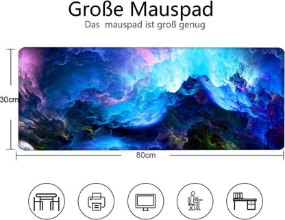Großes Gaming Mauspad XL 800x300mm, Sternennebel Design, Wasserdicht
