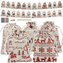 Adventskalender Beutel Weihnachtselemente 24 Stoff Säckchen