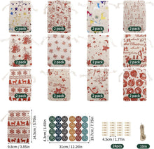 Adventskalender Beutel Weihnachtselemente 24 Stoff Säckchen