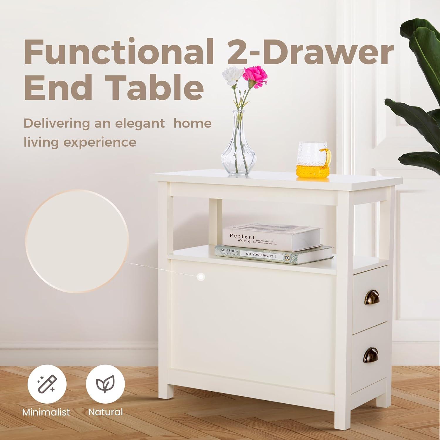 Schmaler Beistelltisch mit Schubladen für Wohnzimmer Schlafzimmer
