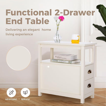 Schmaler Beistelltisch mit Schubladen für Wohnzimmer Schlafzimmer