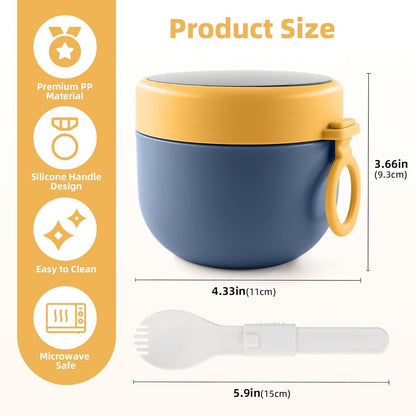 Müslibecher to go Kinder Snackboxen 600ml+50ml Nordic Blau