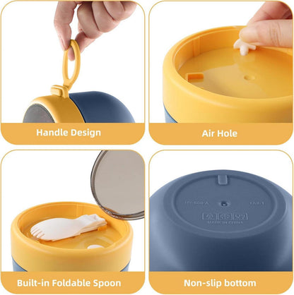 Joghurtbecher to go mit Klapplöffel und Müsli Cup, 650ml, Blau