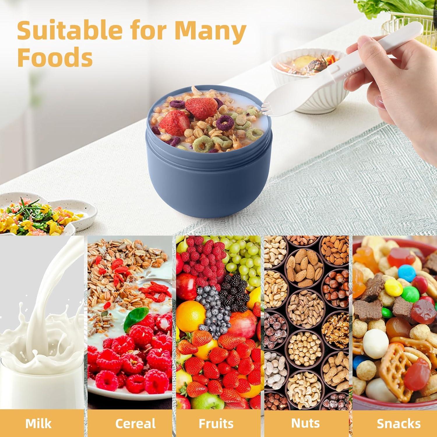 Joghurtbecher to go Kinder Snackbox Müslibecher Klapplöffel 600ml+50ml