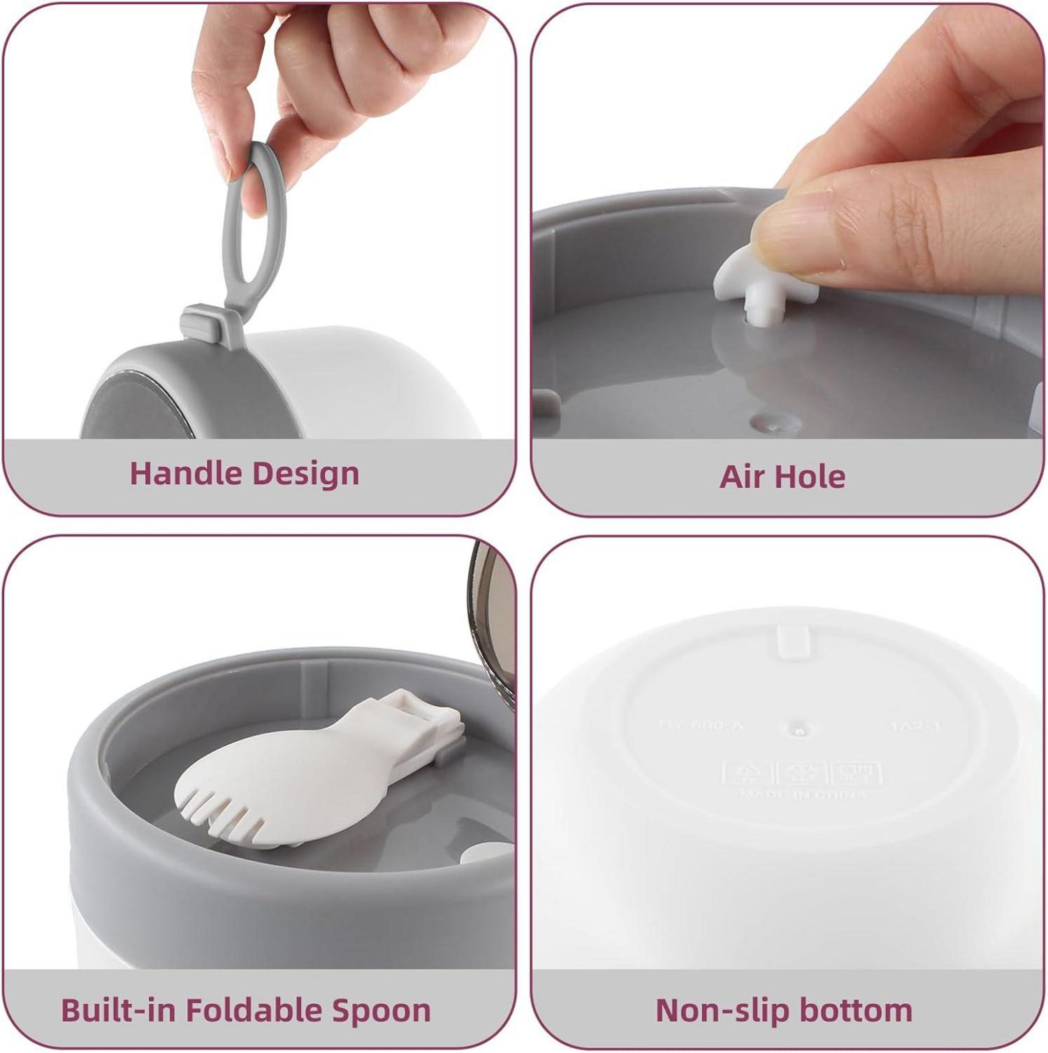 HUAERSICO Joghurtbecher to go Kinder Müslibecher mit Klapplöffel Lunchbox 650ml - Nordic