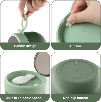 Müslibecher to go mit Klapplöffel 600ml+50ml - Nordic Grün