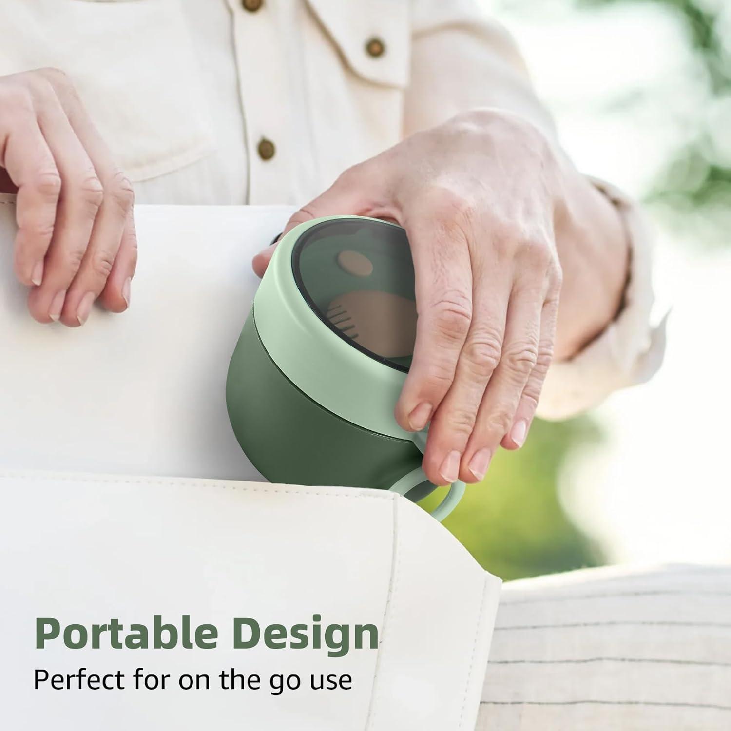 HUAERSICO Tragbarer Müslibecher mit Klapplöffel und 650ml Fassungsvermögen