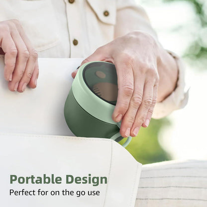 HUAERSICO Tragbarer Müslibecher mit Klapplöffel und 650ml Fassungsvermögen