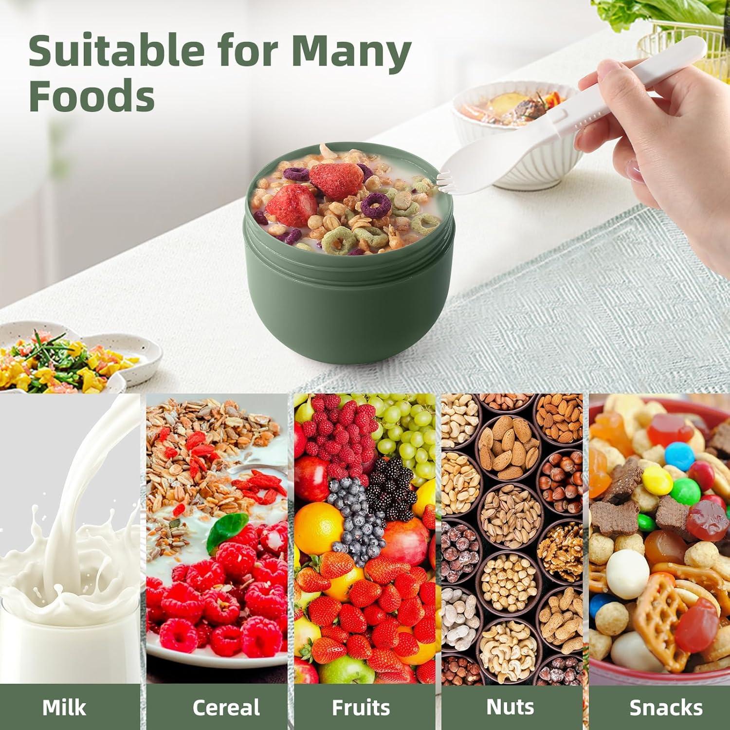 HUAERSICO Tragbarer Müslibecher mit Klapplöffel und 650ml Fassungsvermögen