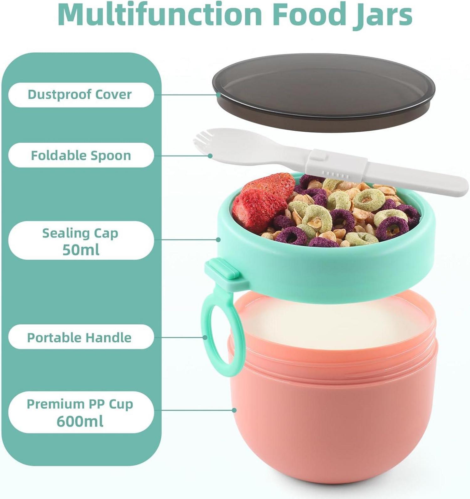 Tragbarer Müslibecher to go mit Klapplöffel, 650ml