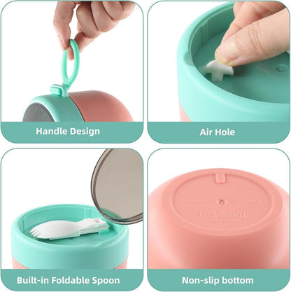 Müslibecher to go Kinder Snackbox mit Klapplöffel Nordic Rot 650ml