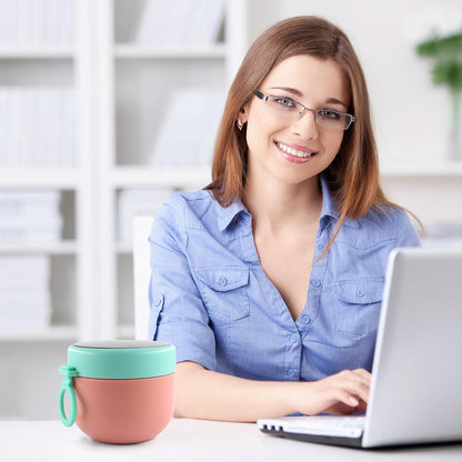 Joghurtbecher to go Kinder Snackbox Müslibecher Klapplöffel Porridge Müsli