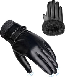 Winterhandschuhe Herren PU-Leder Touchscreen Wasserdicht Warm