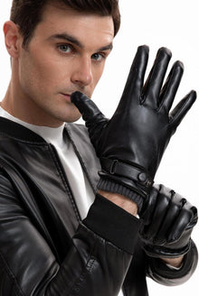 Herren Winterhandschuhe PU-Leder Thermo Touchscreen