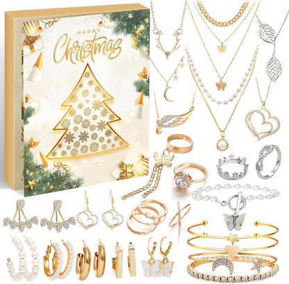 Schmuck Adventskalender Damen Weihnachten Armband Halskette Ring