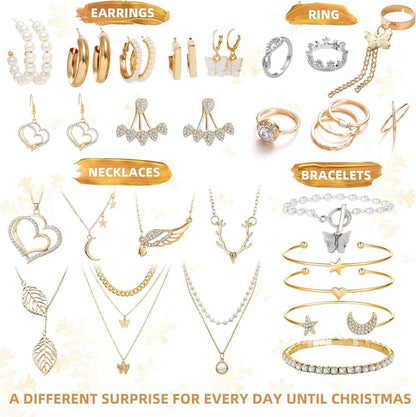 Schmuck Adventskalender Damen Weihnachten Armband Halskette Ring