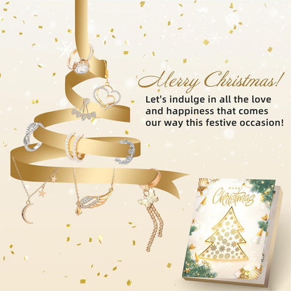 ZJTAPE Schmuck Adventskalender Frauen 2024 - Goldene Christmas Countdown Calendar