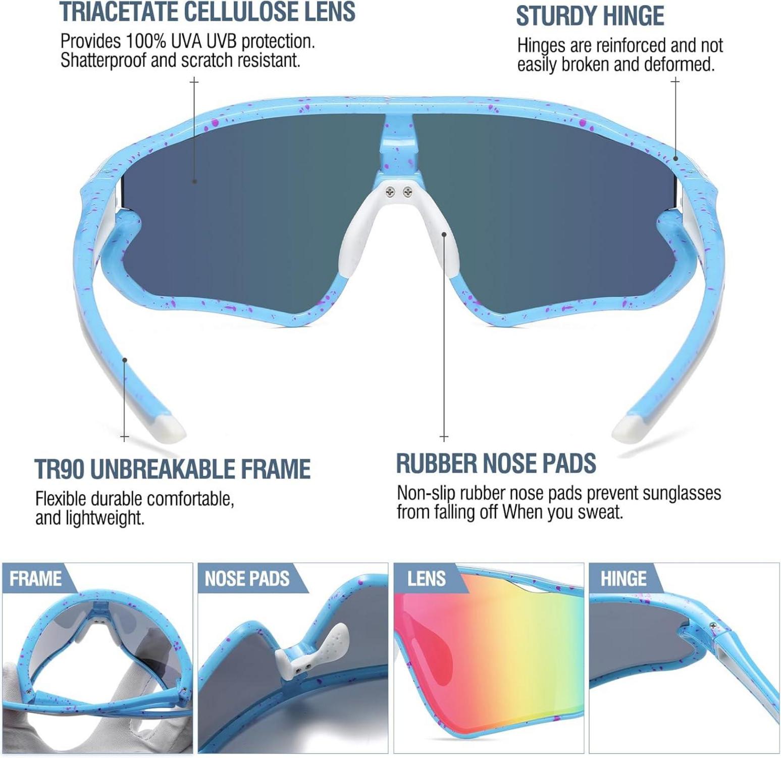 Kinder Sport Sonnenbrille UV400 Baseball Radfahren DK268 Light Blue