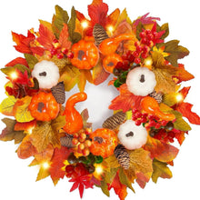 45cm Künstlicher Herbstkranz mit Ahornblättern und Kürbis