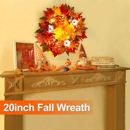 Künstlicher Herbstkranz Kürbisse Ahornblatt Dekoration Halloween Thanksgiving