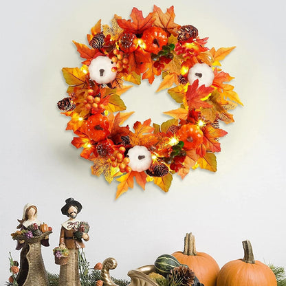 Künstlicher Herbst Kranz Ahornblatt Kürbis Beeren Halloween