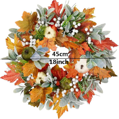 45cm Künstlicher Herbst Kranz Ahornblatt Deko Halloween Thanksgiving