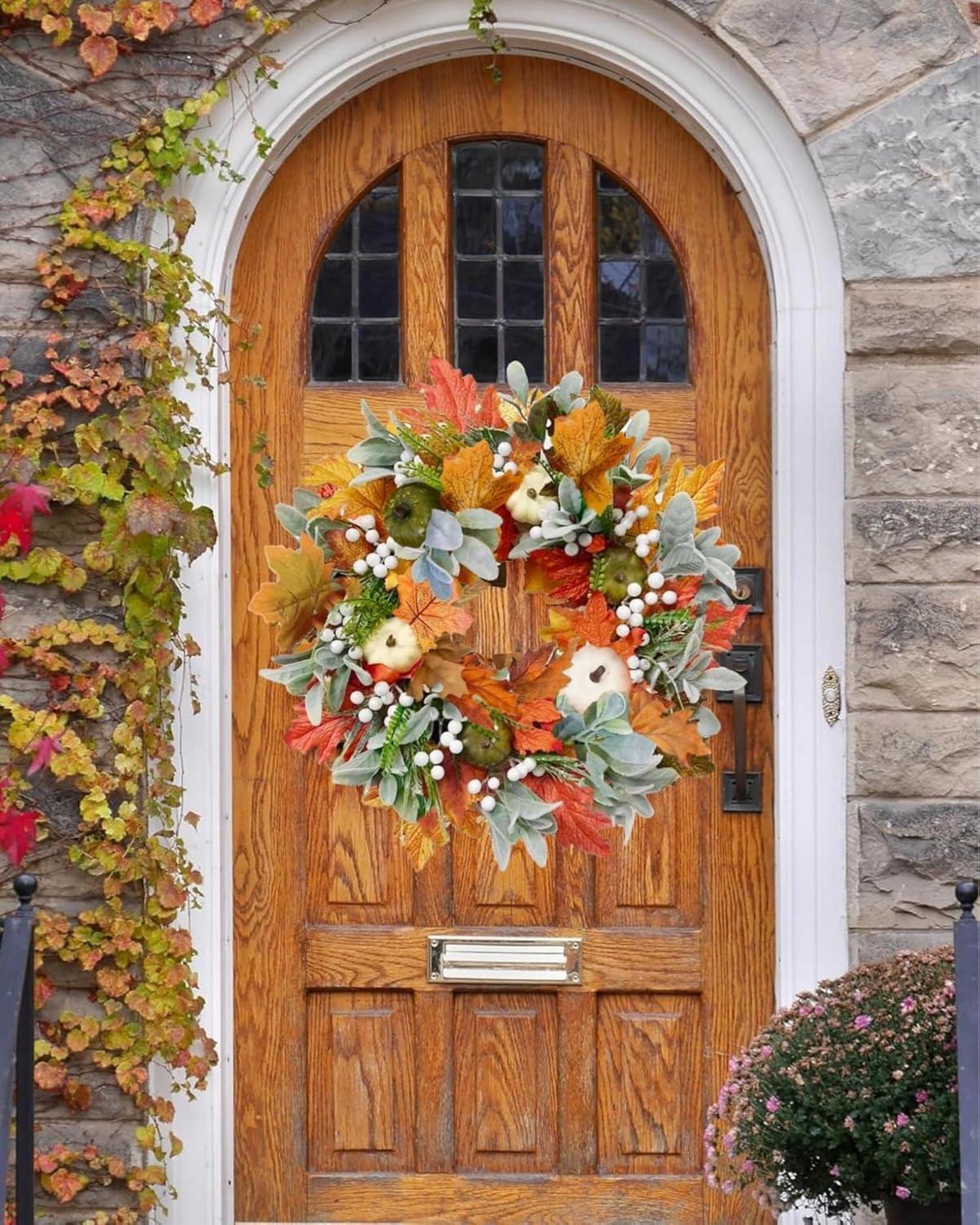 Künstlicher Herbst Kürbis Ahornblatt Kranz dekoriert für Halloween