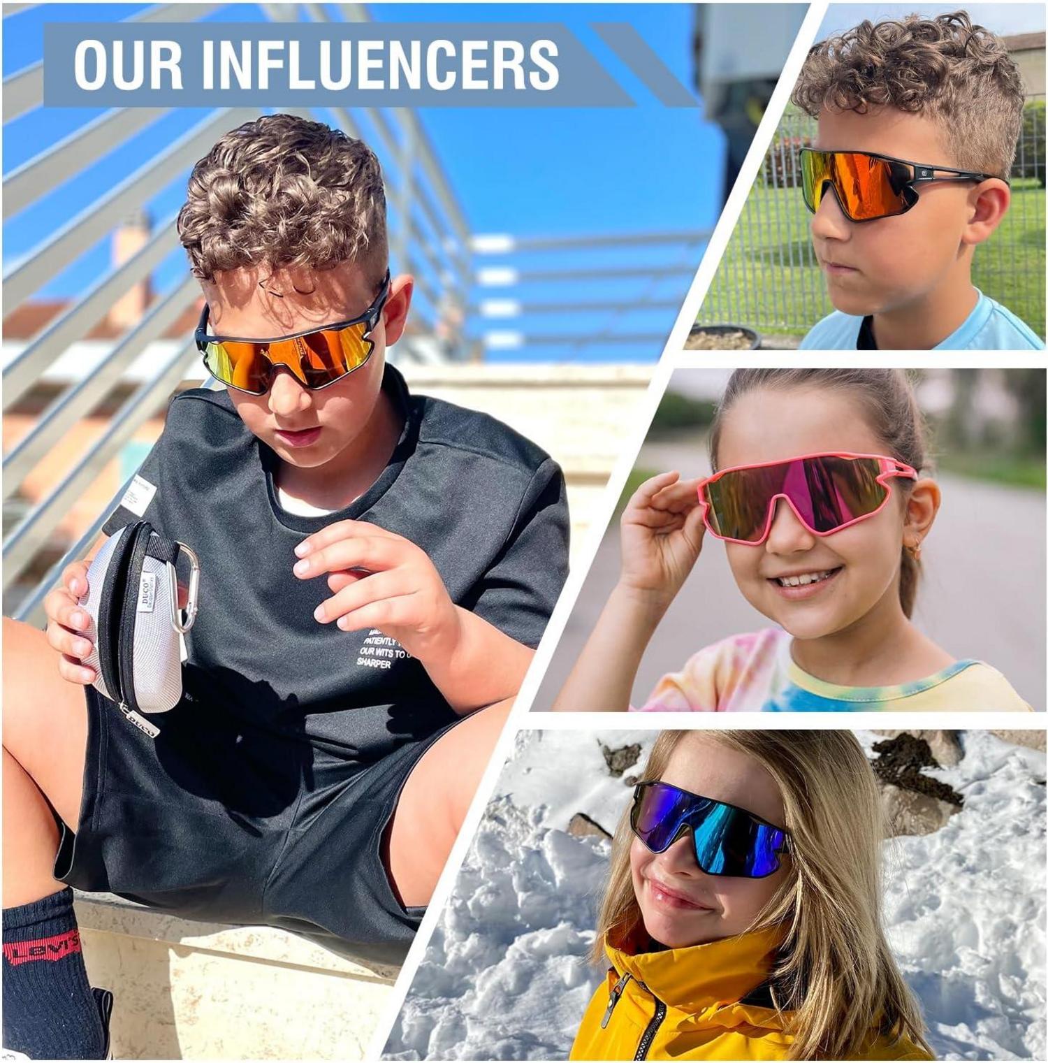 Kinder Baseball Sonnenbrille TR90 Rahmen UV400 Sportbrille Blau Linse