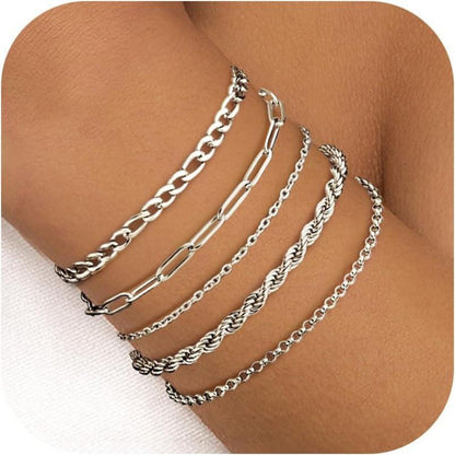 Armband Damen Gold 14 Karat Vergoldet Figaro Perlen Ketten