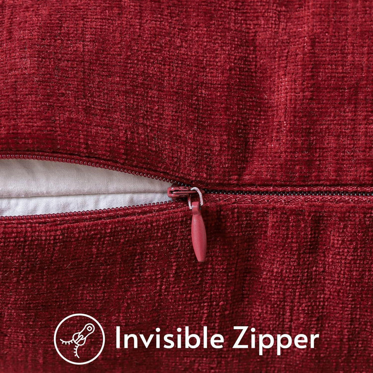 2er Set Chenille Kissenbezüge Rot 30x50 cm - Weich & Dekorativ