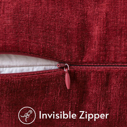 2er Set Chenille Kissenbezüge Rot 30x50 cm - Weich & Dekorativ