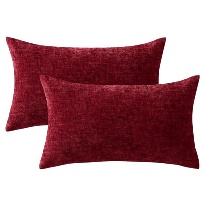 2er Set Chenille Kissenbezüge Rot 30x50 cm - Weich & Dekorativ